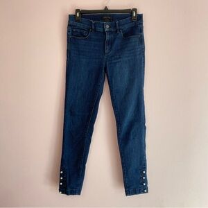 Ann Taylor Dark Wash Skinny Jeans with Pearls size 2
